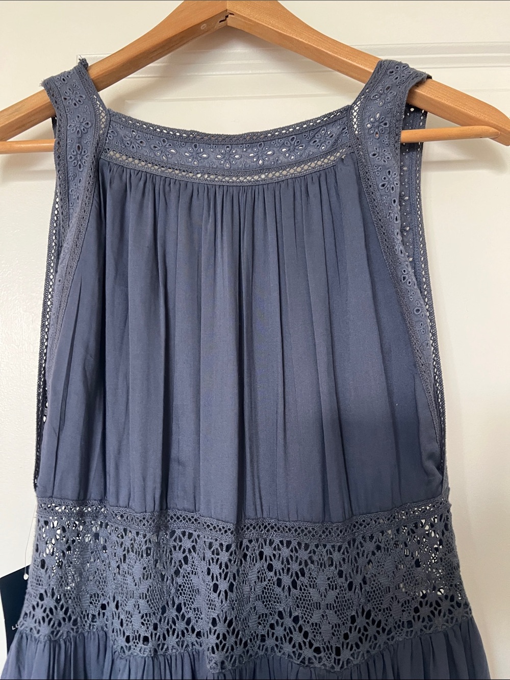 NWT Lucky Brand Nightshadow Navy Blue Eyelet-Trim Maxi Dress - Picture 8 of 11